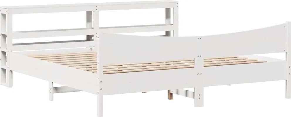 vidaXL fehér tömör fenyőfa ágykeret fejtámlával 200 x 200 cm