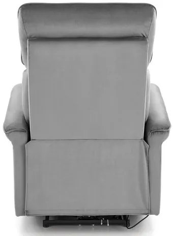 SEMIR szürke karosszék elektromos dönthető funkcióval / USB csatlakozóval