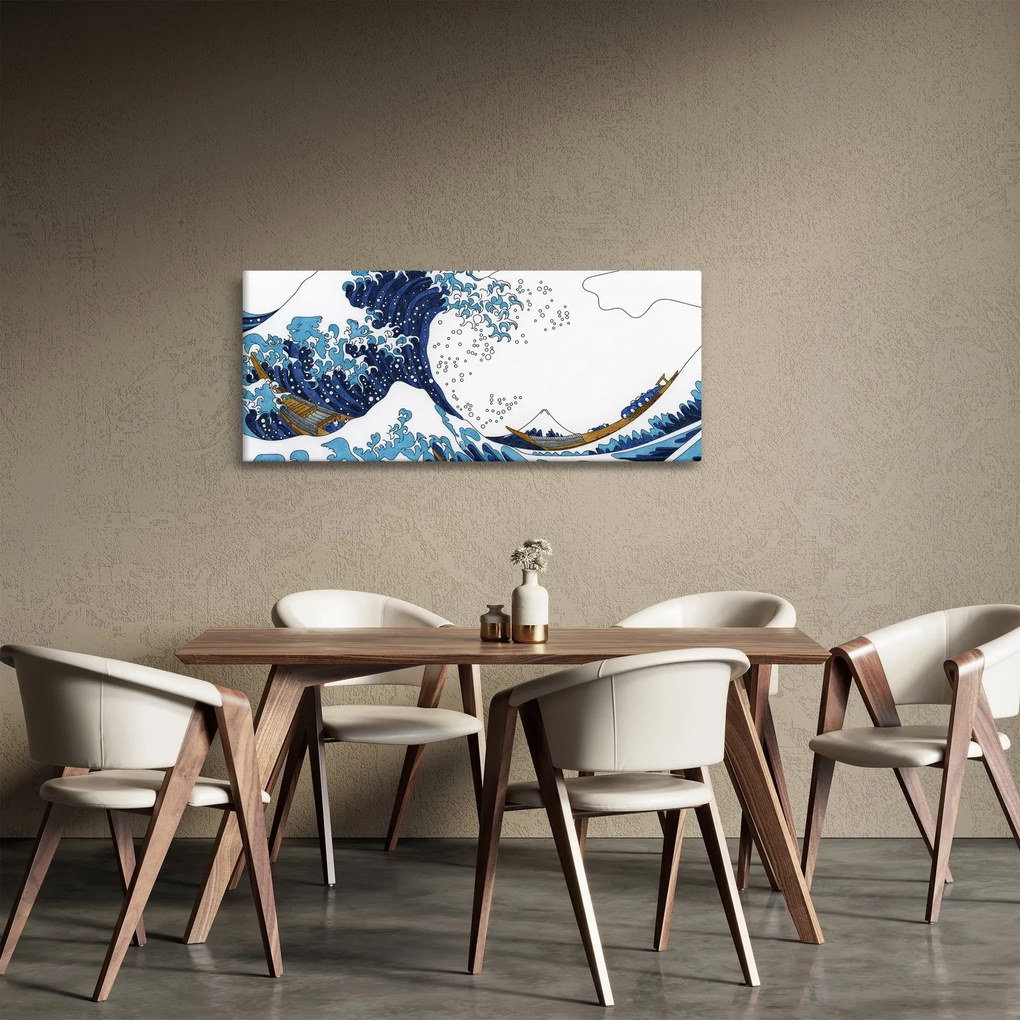 Kép - japán rajz, hullámok (120x50 cm)