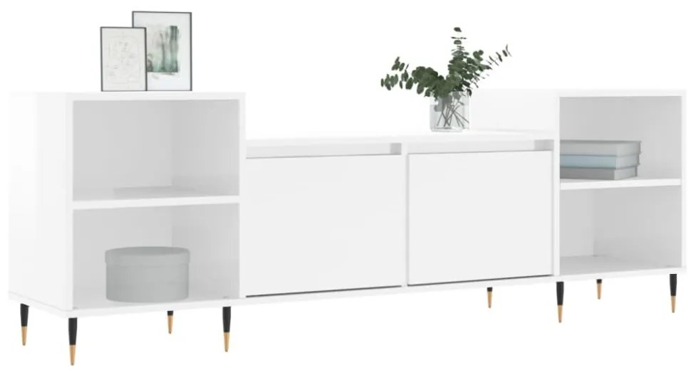 fehér magasfényű szerelt fa TV-szekrény 160x35x55 cm