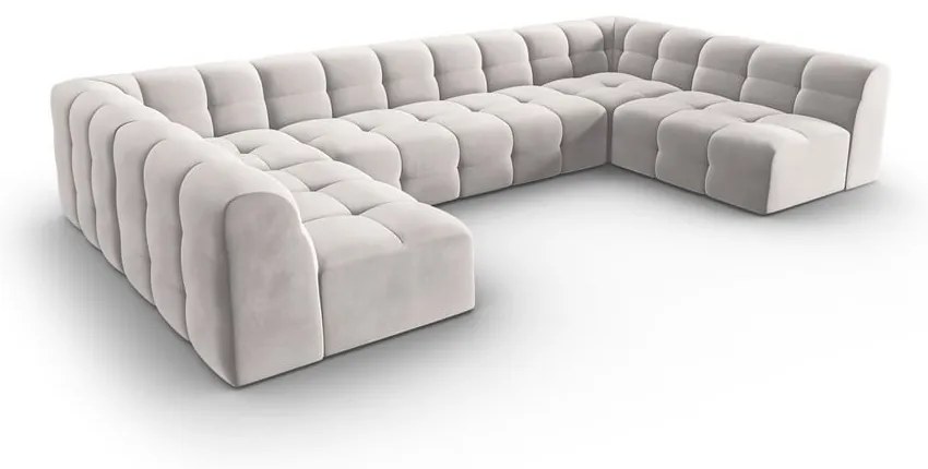 Világosszürke bársony sarokkanapé ("U" alakú) Kendal – Micadoni Home