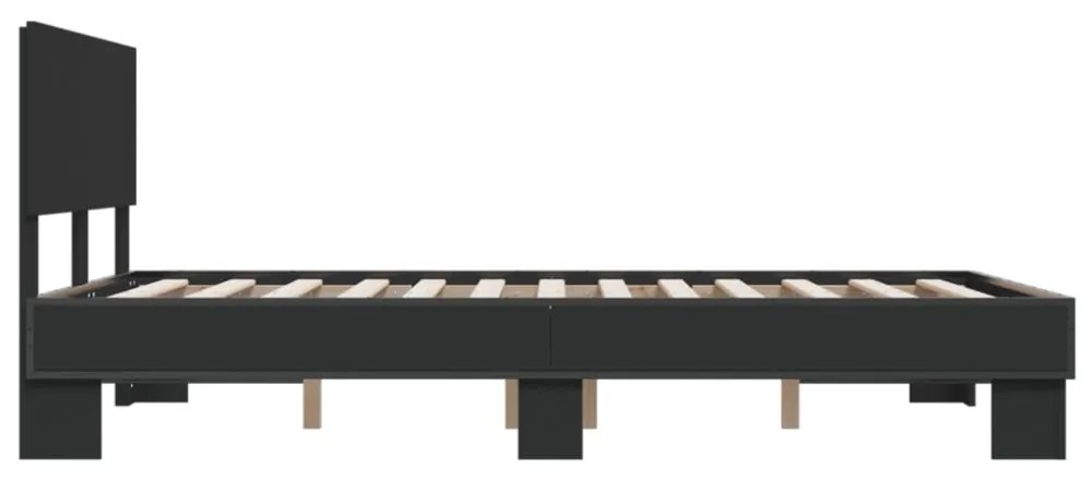 fekete szerelt fa és fém ágykeret 120 x 200 cm