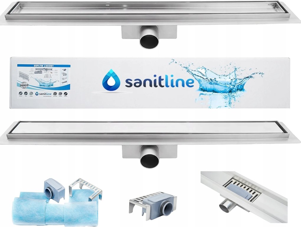 Sanitline Lineáris lefolyó Kerámia 50cm 2 az 1-ben Csempe Alá Vagy Sima