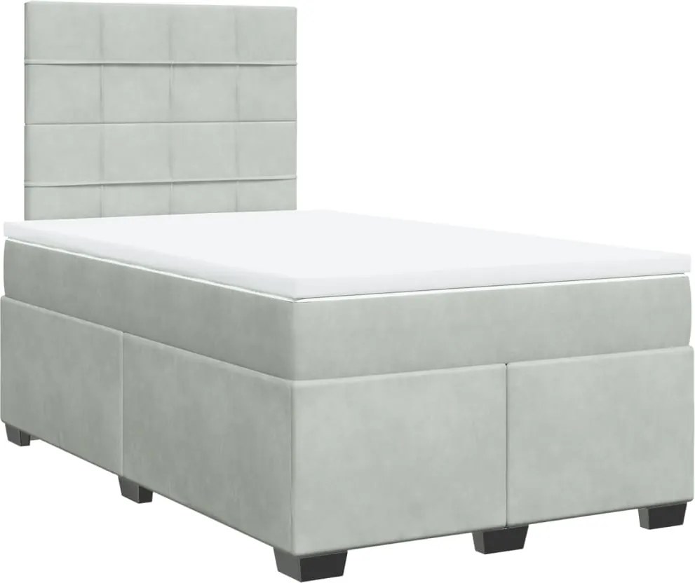 vidaXL világosszürke bársony rugós ágy matraccal 120 x 200 cm