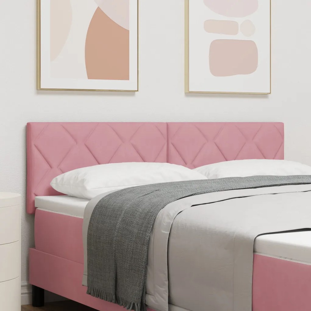 LED Fejtámla Gyémántblokkok Mintázatú Rózsaszín 160 cm Bársonyos