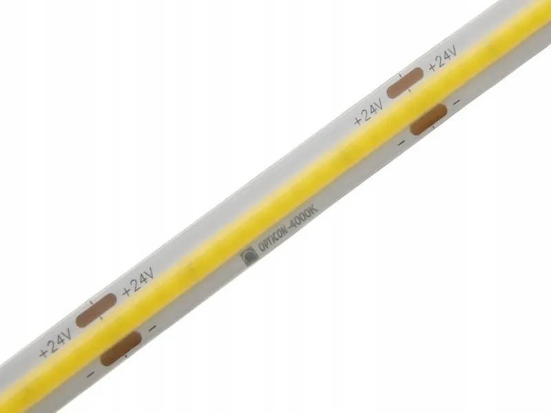 Led Szalag Cob 24V DC Fehér Semleges 4000K 8W/m 1600 Smd 8mm IP65 Opticon