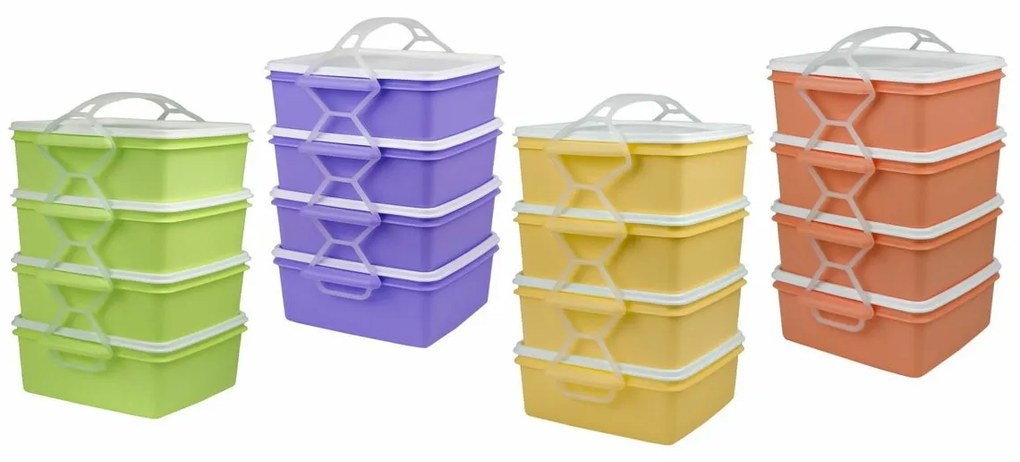 QUATRO műanyag ételhordozó 4 x 1,2 l, 17 x 15 x 25 cm