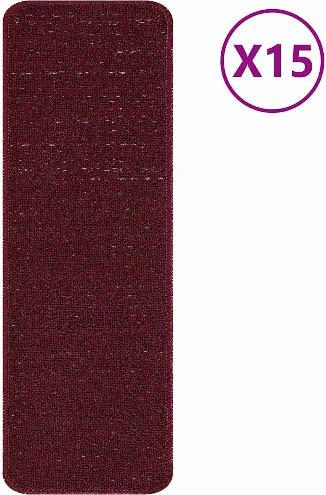vidaXL Csúszásmentes Lépcsőszőnyegek 15 pcs Bordó 60 x 25 cm PP
