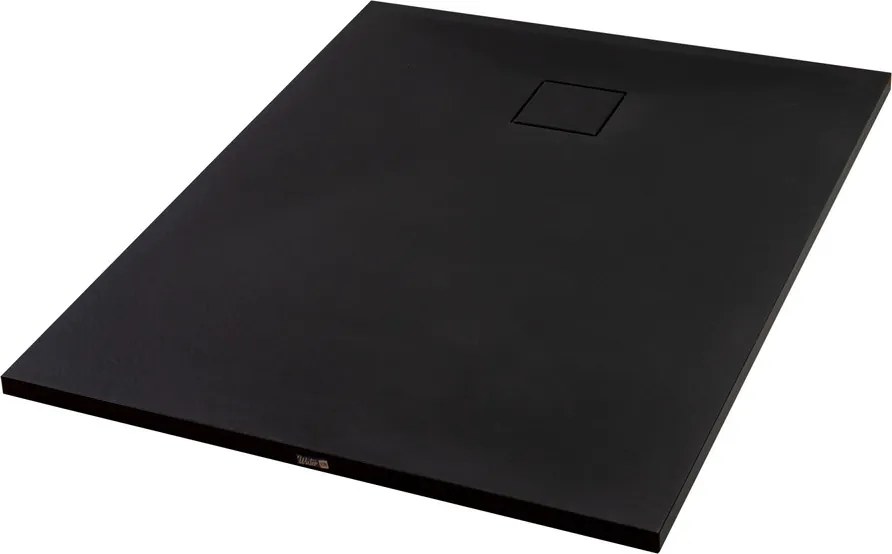 Cagliari || Black 80x120x2,6 cm szögletes, SMC zuhanytálca szifonnal