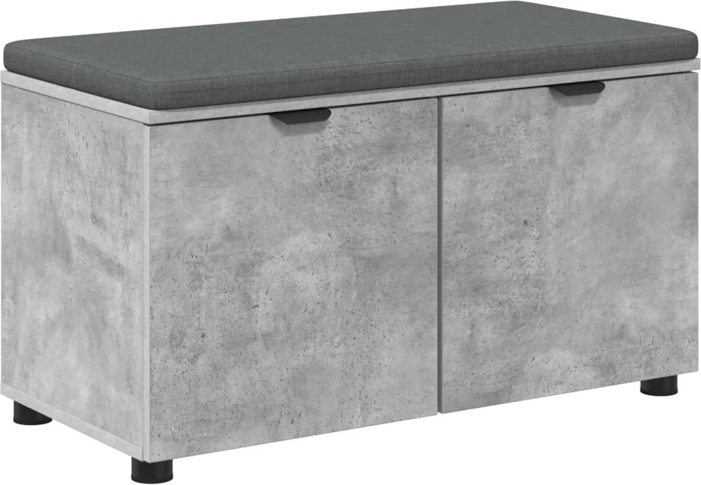 vidaXL Előtér pad Beton Szürke 80 x 38 x 46 cm Műanyag Fa és Szövet