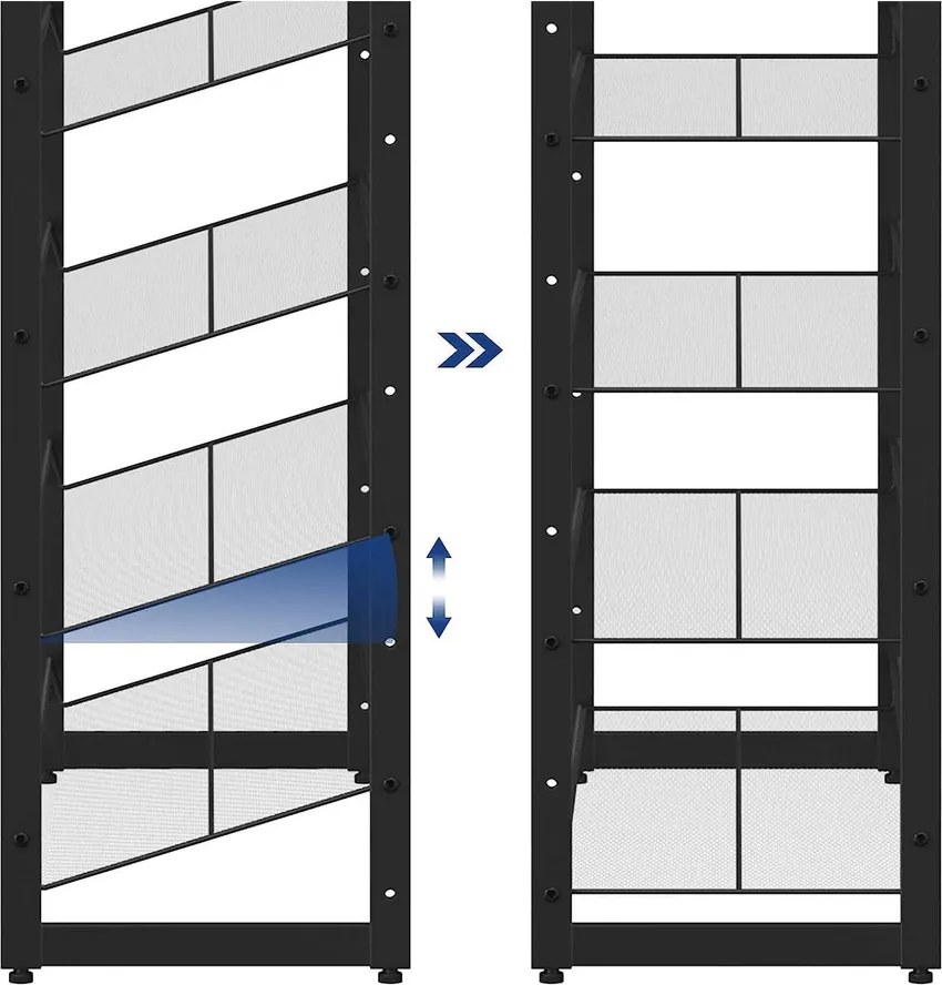 Egymásra rakható 12 szintes cipőtartó, állítható cipőspolc, fekete