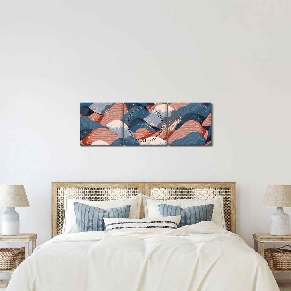 Kép - Japán hullámok (órával) (90x30 cm)