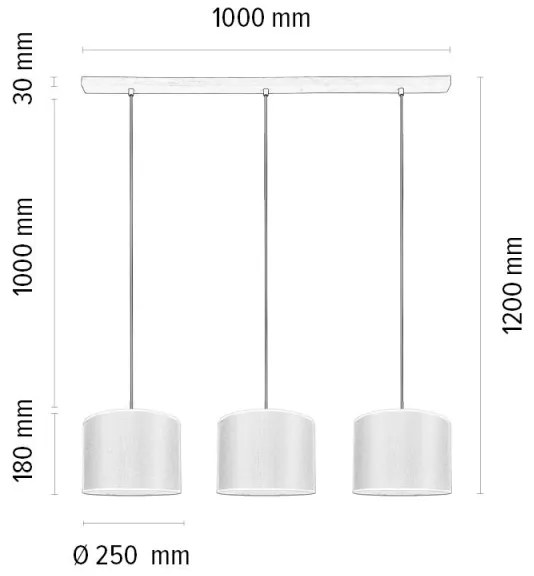 Spot-Light 1037400611528 - BENITA kábeles csillár, 3xE27/40W/230V, tölgy