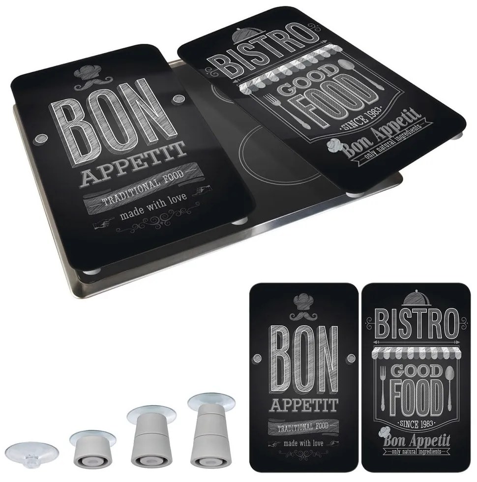 Edzett üveg tűzhely fedőlap szett 2 db-os 30x52 cm Bon Appetit – Wenko