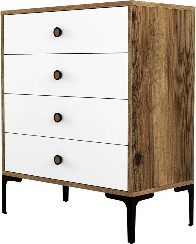 Lizbon komód, dió-fehér, 76 cm – TR845HCT1202