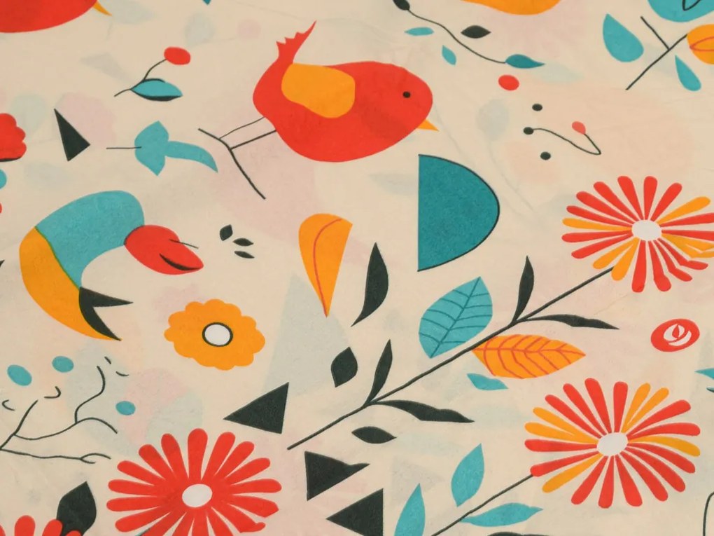 RETRO BIRD színes pamut ágyneműhuzat Ágyneműhuzat mérete: 2 db 70 x 90 cm | 200 x 220 cm