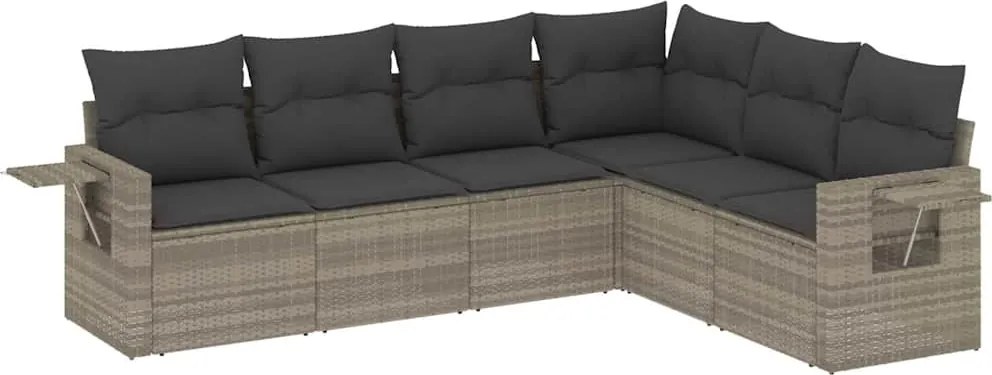vidaXL 6 részes világosszürke polyrattan kerti ülőgarnitúra párnákkal