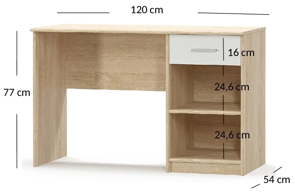 Íróasztal Terrell (szonoma tölgy + fehér). Akció -24%. 1053295