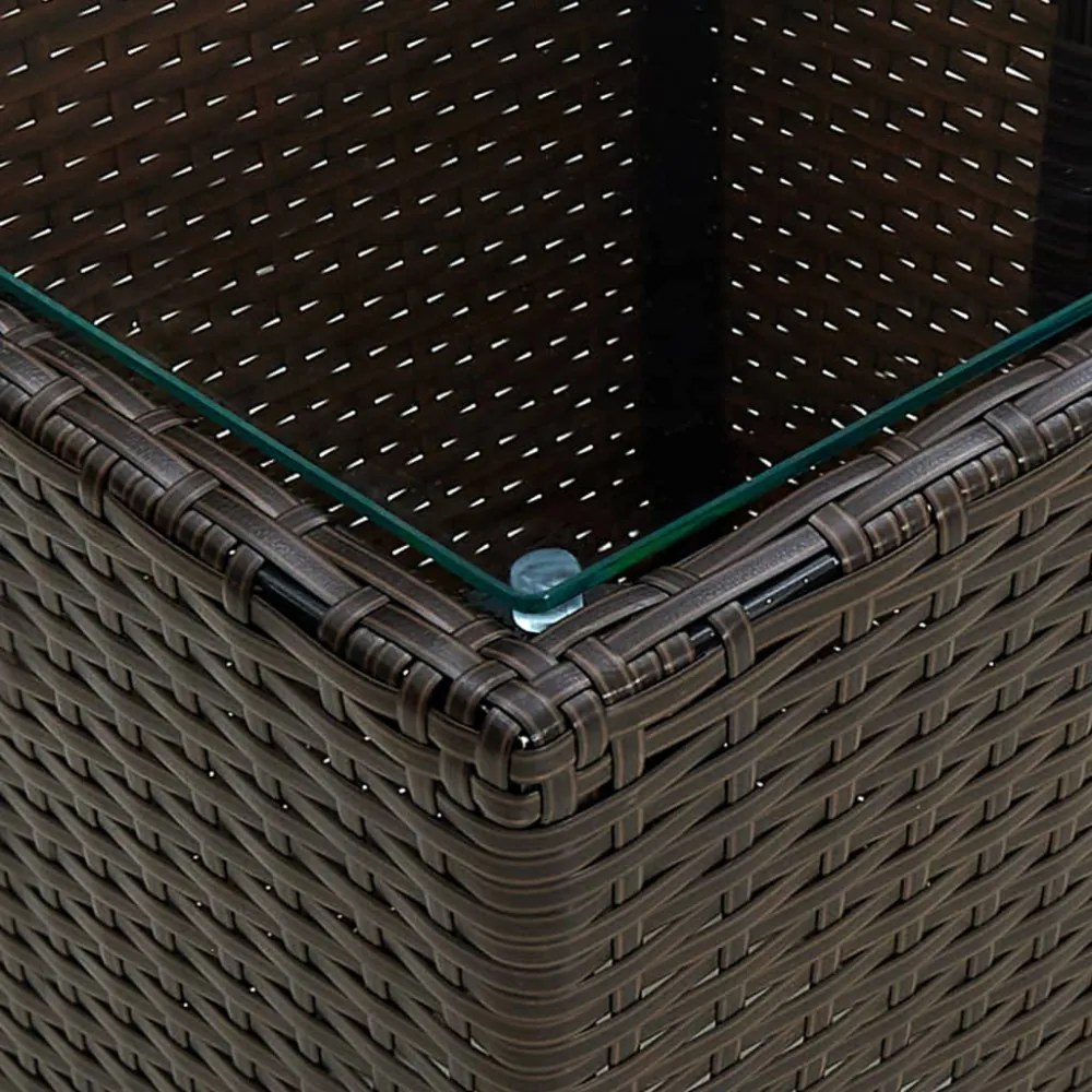 vidaXL 3 részes barna polyrattan/üveg bisztrógarnitúra párnákkal