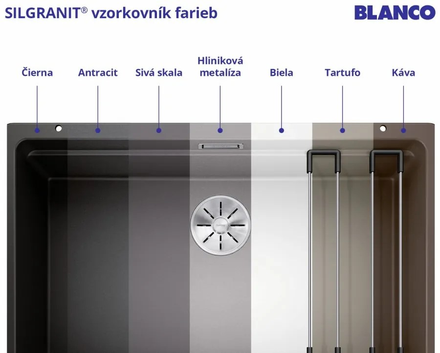 Blanco Subline 400-U, szilgránit mosogató a munkalap alatt 400x400x190 mm, 1 kamrás, szürke vulkán, BLA-527349