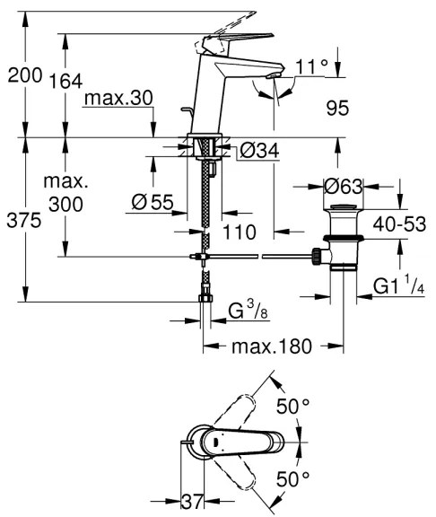 GROHE 23049002 - EURODISC COSMOPOLITAN mosdócsaptelep, S méret, króm
