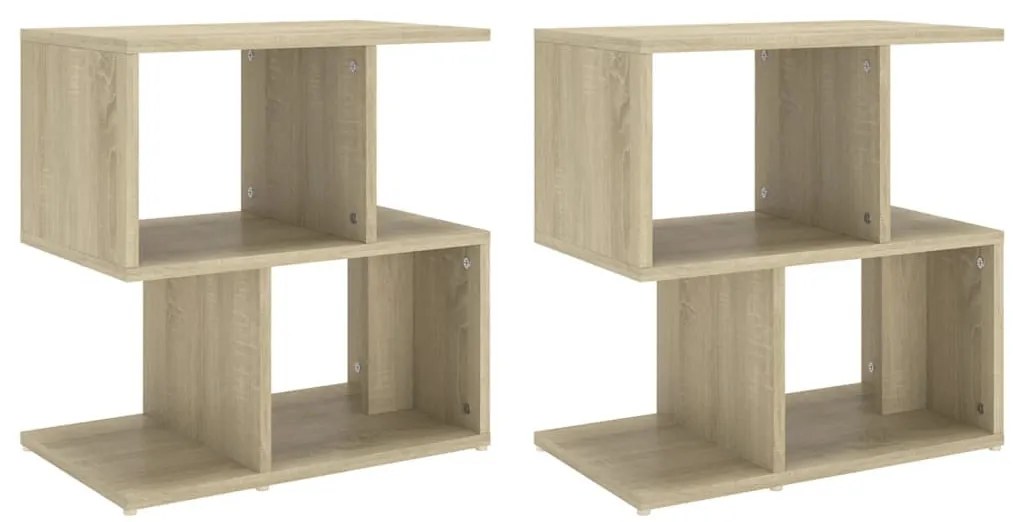 2 db sonoma tölgy színű szerelt fa éjjeliszekrény 50x30x51,5 cm