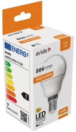LED izzó, E14, kisgömb, G45, 6,5W, 806lm, 4000K, AVIDE (AVLED026)
