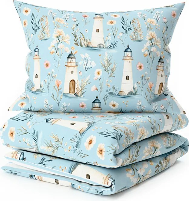Pamut ágynemű LIGHTHOUSE POLY kék Ágyneműhuzat mérete: 2 db 70 x 90 cm | 200 x 220 cm