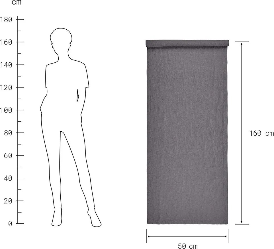 RIGA lenvászon asztali futó, antracit szürke 50x160 cm