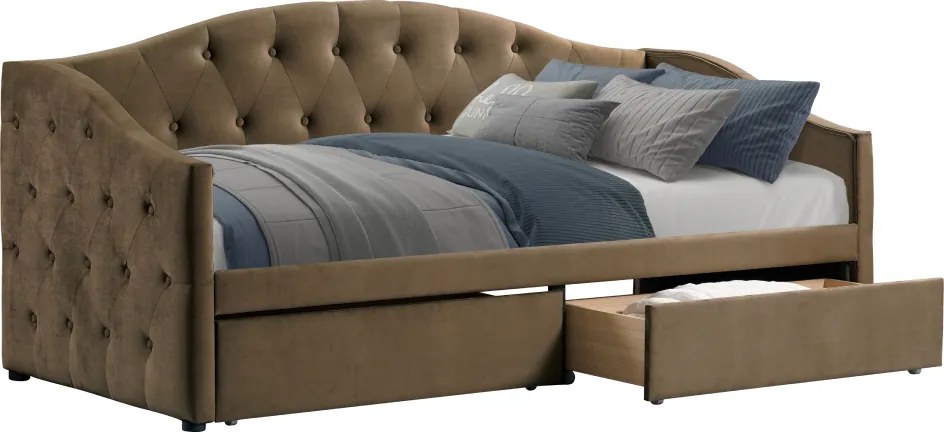 Ágy tárhellyel, 90x200, barna Velvet szövet, ZASKA