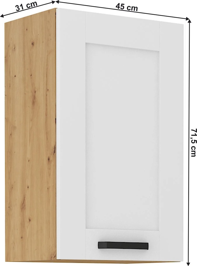 Felső szekrény, fehér/artisan tölgy, LULA 45 G-72 1F