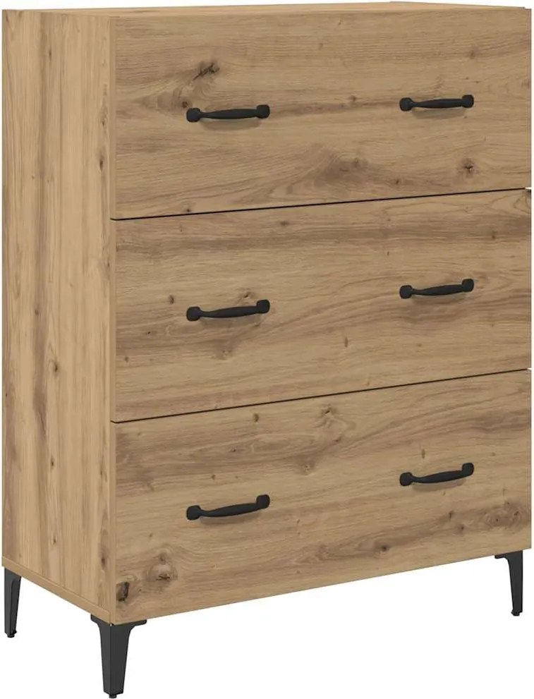 vidaXL Széf fiókkal Artisan tölgy 69,5 x 34 x 90 cm Műszaki fa és vas