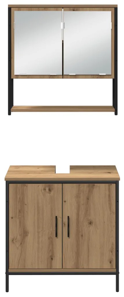 3 Részes Fürdőszoba Bútor Készlet Artisan Tölgyműanyag