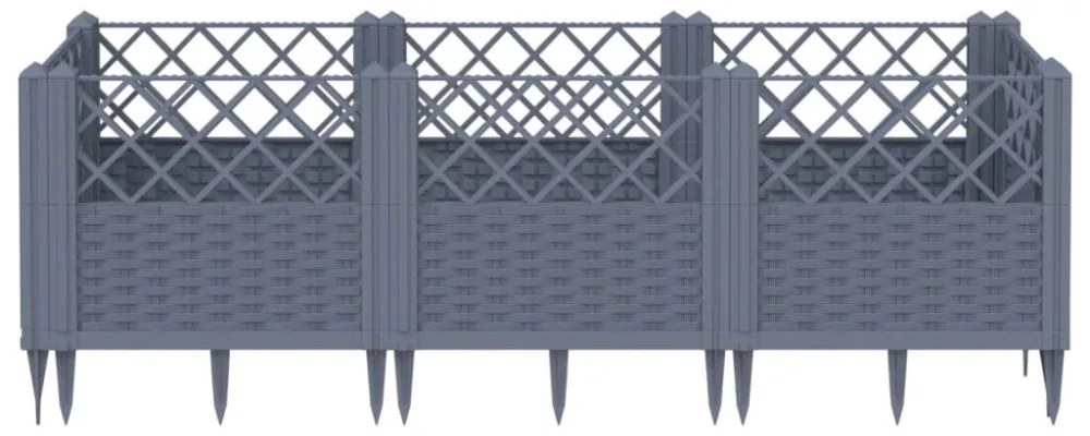 szürke PP kerti virágláda cövekekkel 123,5 x 43,5 x 43,5 cm