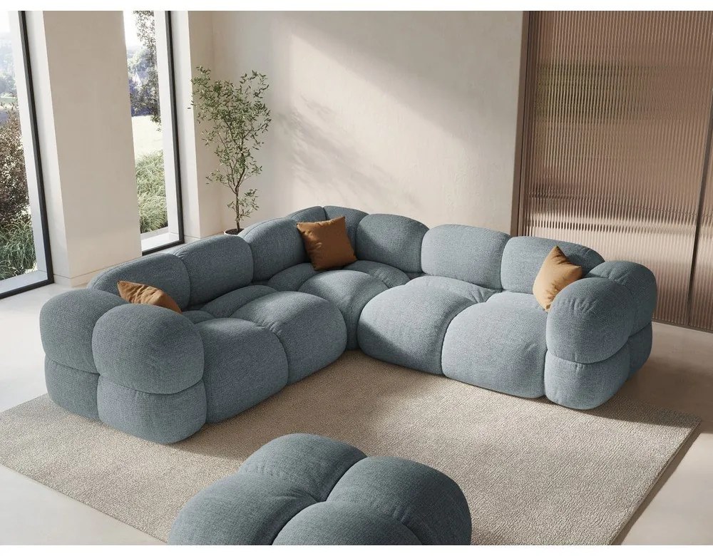 Világoskék sarokkanapé Loretto – Cosmopolitan Design