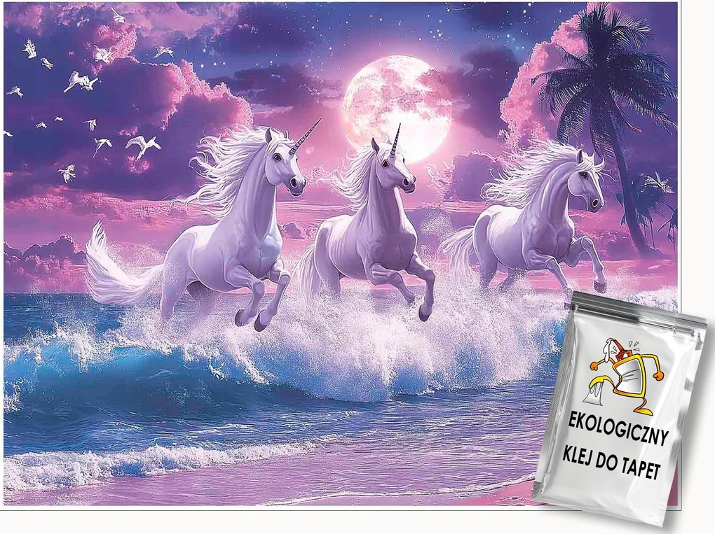 Gyerek Fotótapéta Unikornis Ló Tengerpart Tapéta Gyerekszoba 400x280