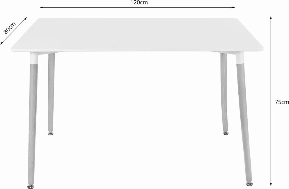 Étkezőszett 1 + 4, fehér étkezőasztal ADRIA 120x80 cm + krémszínű bársony szék LAVA