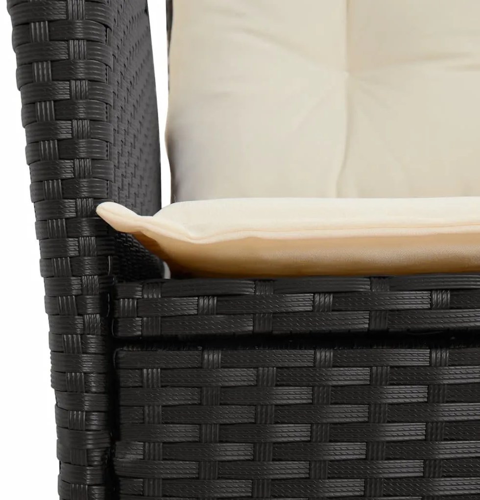 9 részes fekete polyrattan kerti étkezőgarnitúra párnákkal