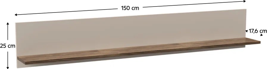 Fali polc 150, kasmír/castello tölgy, EYCO