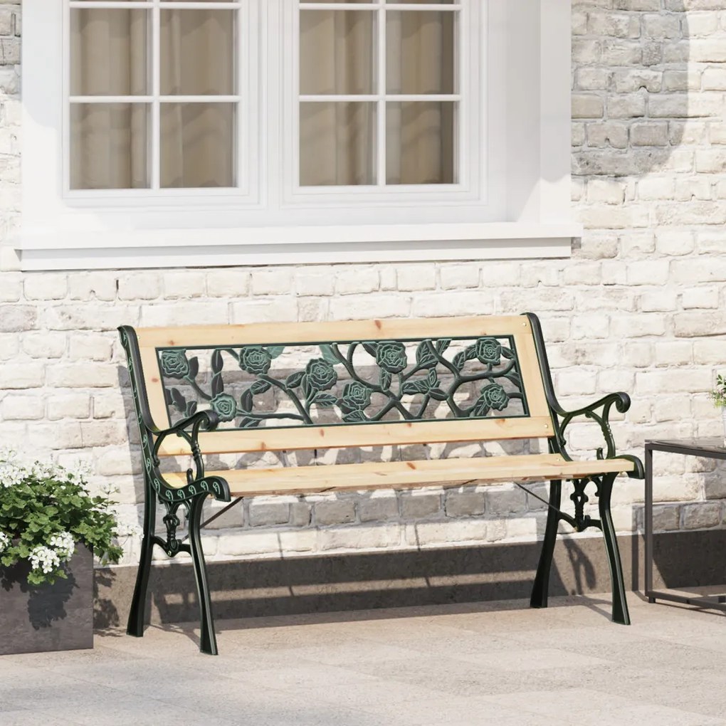 Kerti pad rózsás háttámlával 116 cm Fa