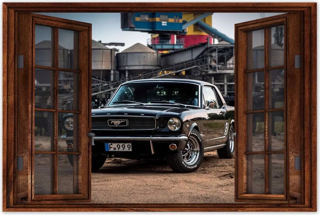 Poszter 60x40 Fekete Ford Mustang Auto