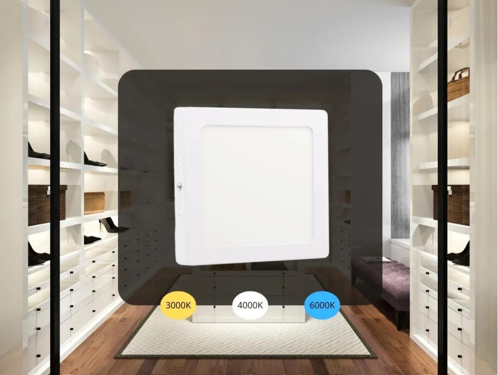 LED panel falon kívüli 12W / PSSF / SMD / 3000K - 4000K - 6000K / WH - LPL433