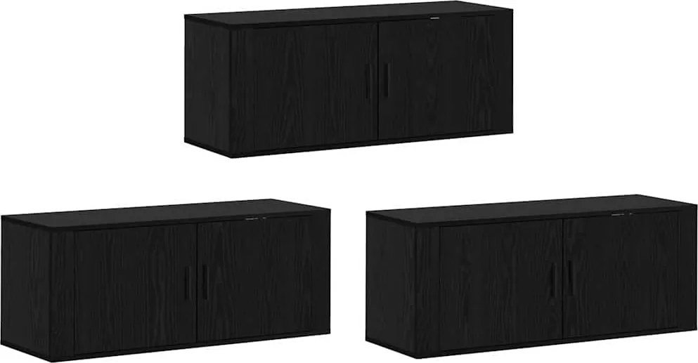 vidaXL Fali TV szekrény szett 3 pcs Fekete tölgy 100 x 34,5 x 40 cm