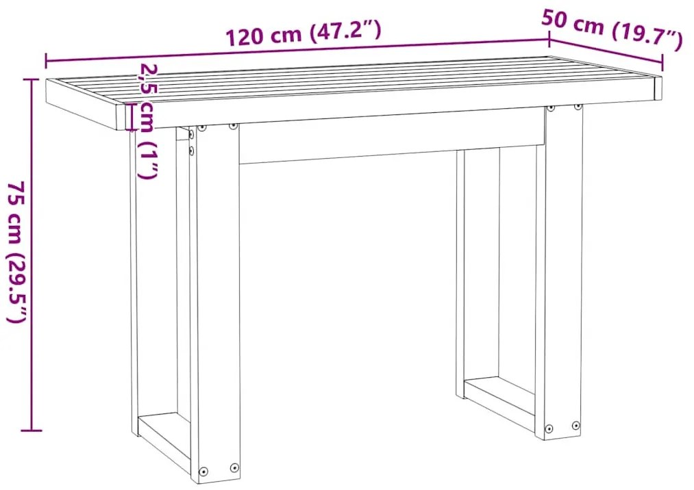 íróasztal NOAIN U alakú lábak 120x50x75 cm tömör fa fenyőfa