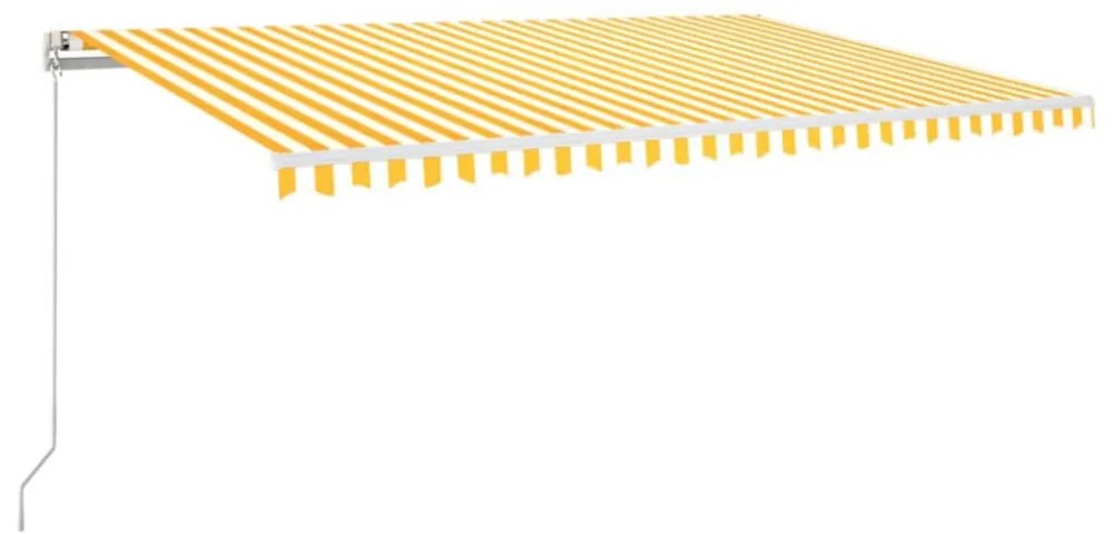 sárga-fehér szélérzékelős és LED-es napellenző 500 x 300 cm