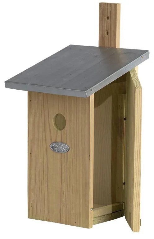 Fészkelő fa madárház, cink tetővel, 39 cm