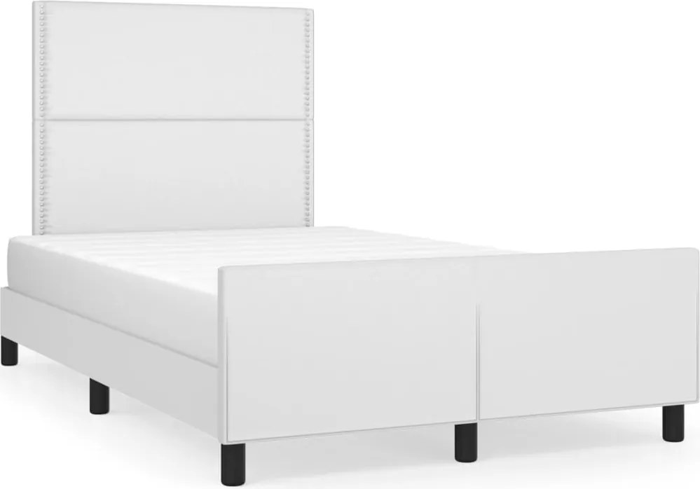 vidaXL fehér műbőr ágykeret fejtámlával 120 x 200 cm