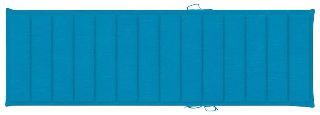 Impregnált fenyőfa napozóágy kék párnával