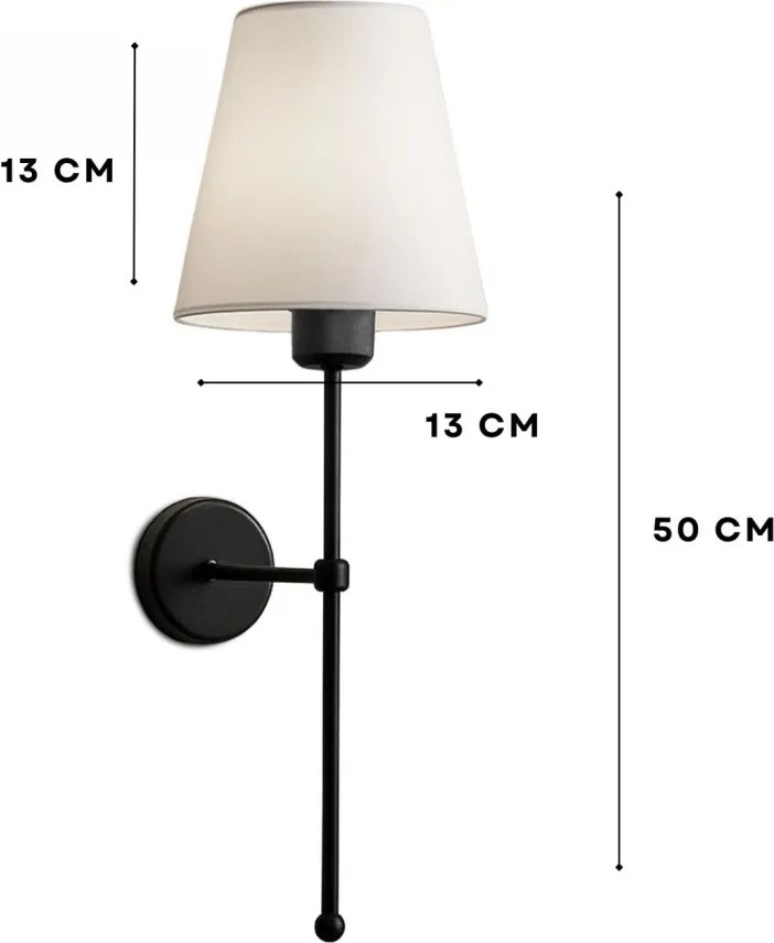 Fali lámpa szövet búrával, fekete-bézs