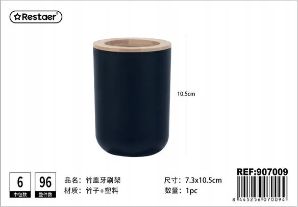 Elegáns fogkefetartó állvány bambusz fedéllel